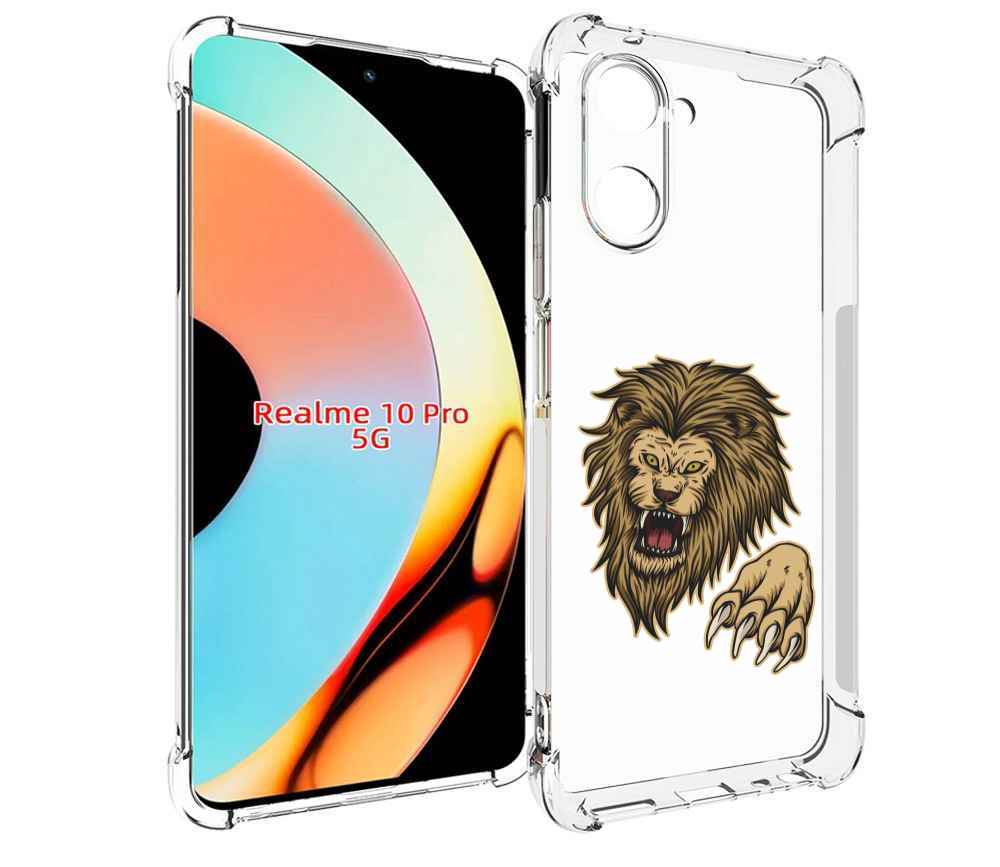 

Чехол бампер MyPads Лев-завоеватель мужской для Realme 10 Pro пр..., Прозрачный, Tocco