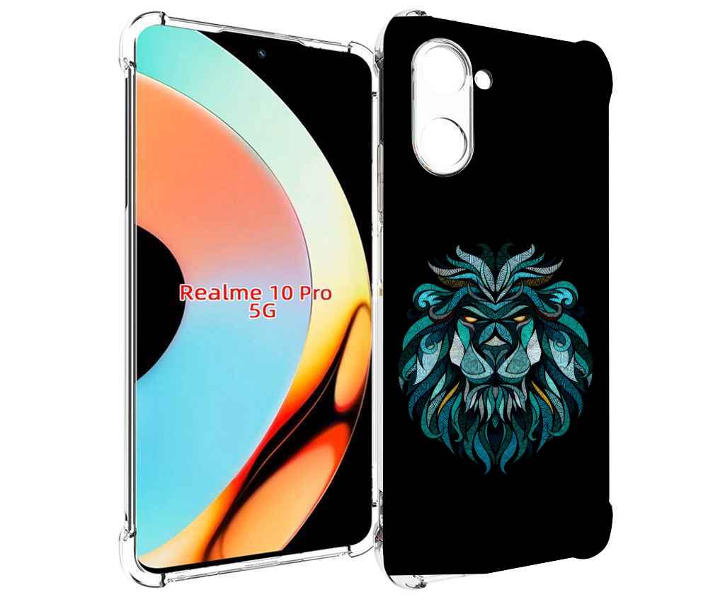 

Чехол бампер MyPads Лев-красивый-зеленый для Realme 10 Pro проти..., Прозрачный, Tocco