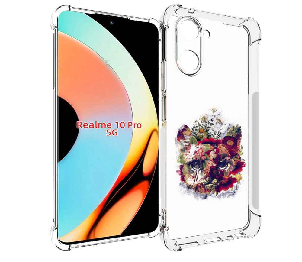 

Чехол бампер MyPads Лиса в цветах-2 для Realme 10 Pro противоуда..., Прозрачный, Tocco