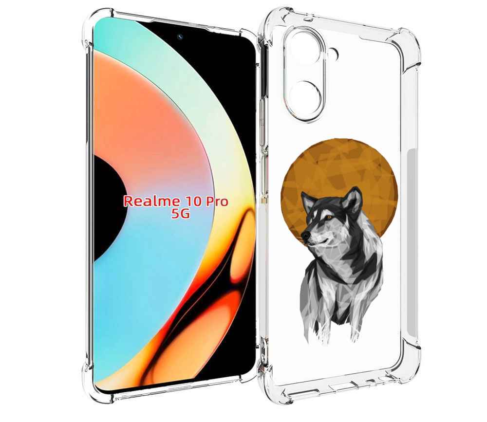 

Чехол бампер MyPads Лунный волк для Realme 10 Pro противоударный, Прозрачный, Tocco