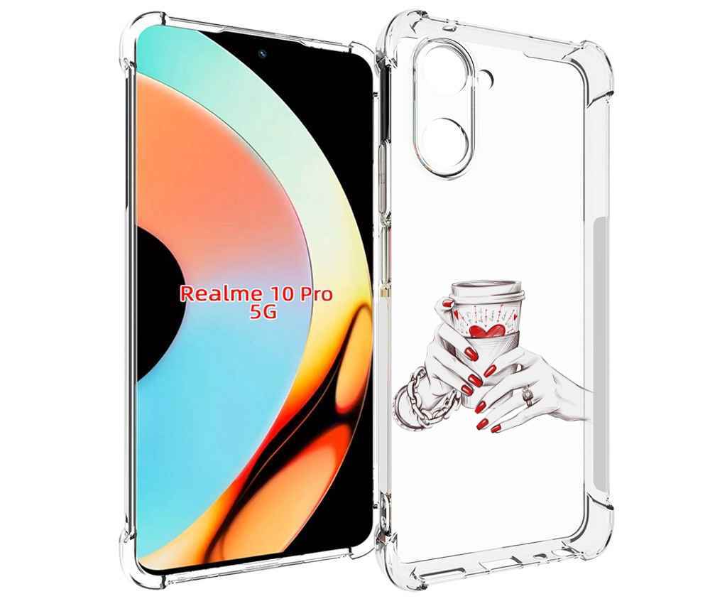 

Чехол бампер MyPads Любовный-стакан для Realme 10 Pro противоуда..., Прозрачный, Tocco