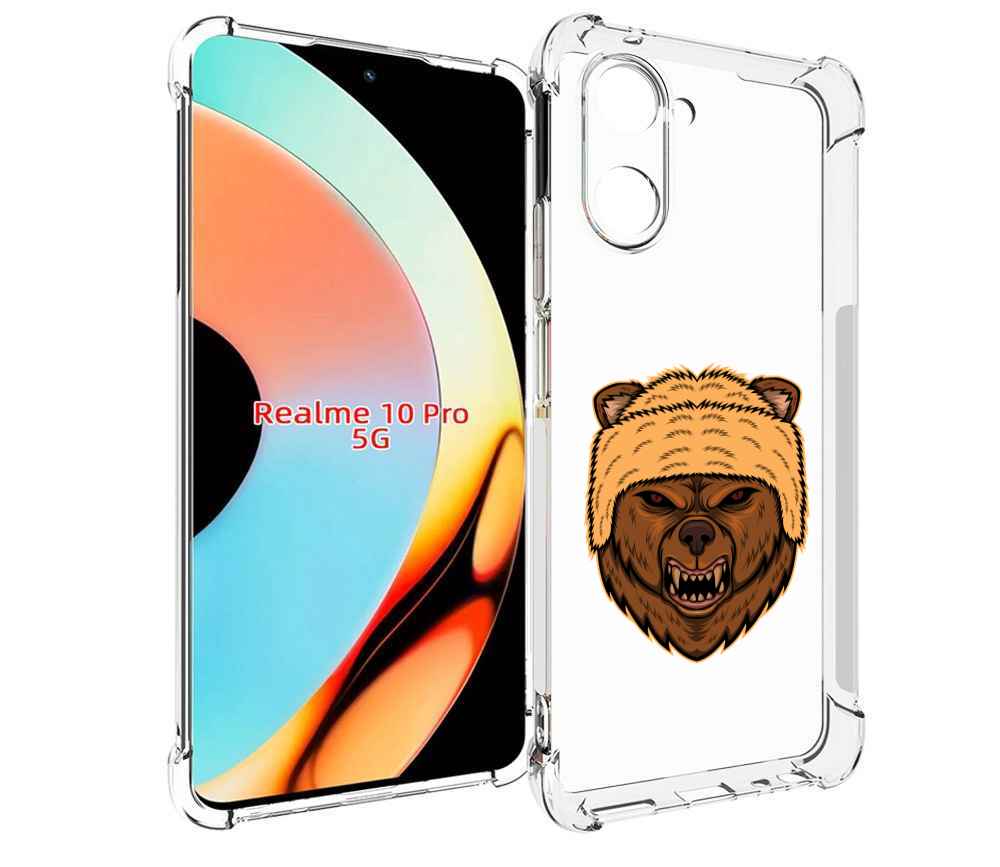 

Чехол бампер MyPads Медведь-в-шапке для Realme 10 Pro противоуда..., Прозрачный, Tocco