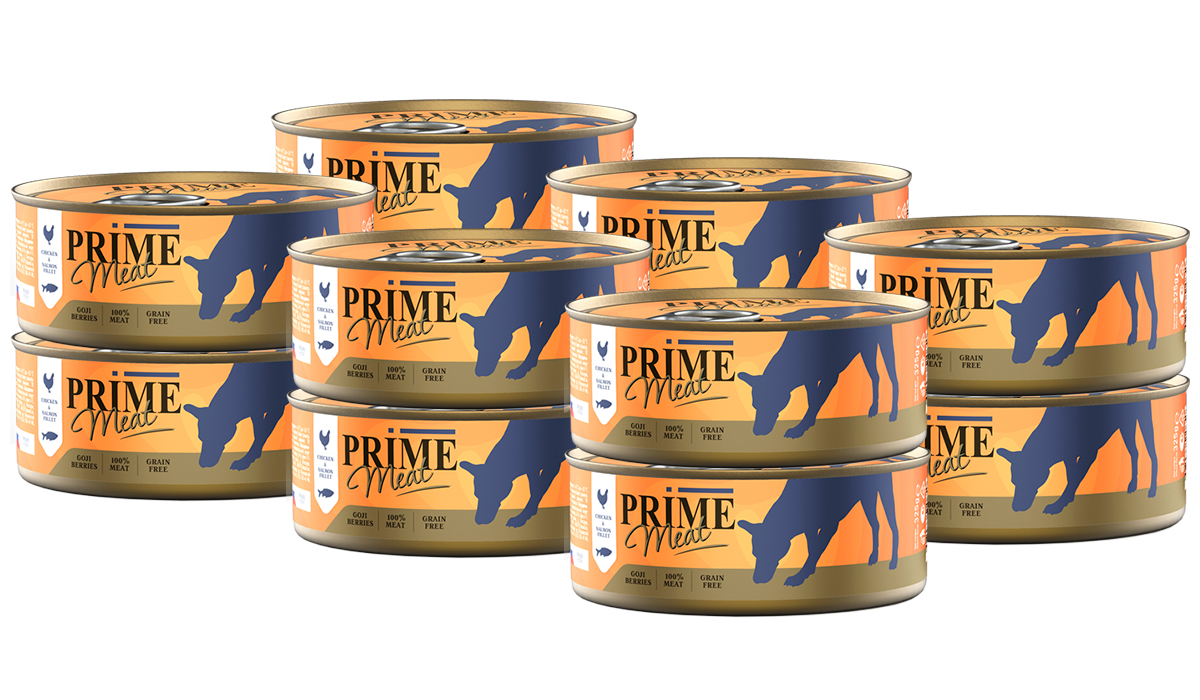 

PRIME MEAT PRIME MEAT DOG GRAIN FREE беззерновые для взрослых собак с курицей и лососем в
