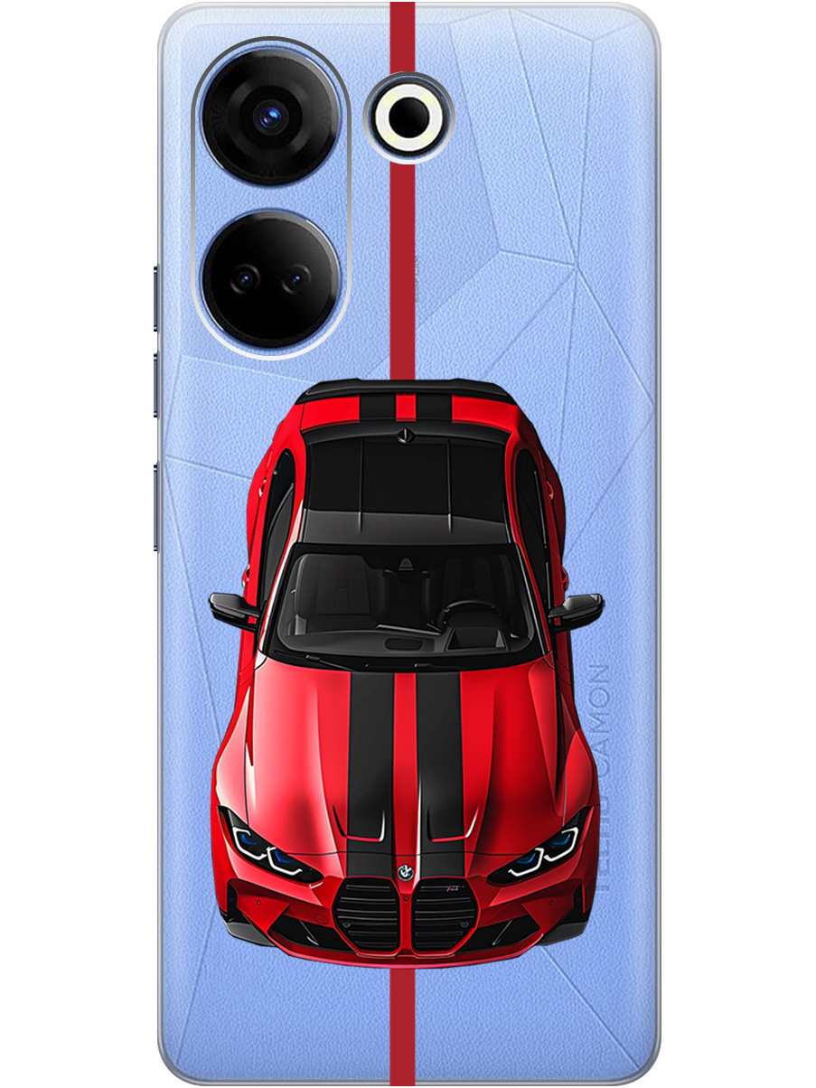 

Силиконовый чехол на Tecno Camon 20/20 Pro с принтом "Красный БМВ", Прозрачный;голубой, 772566051