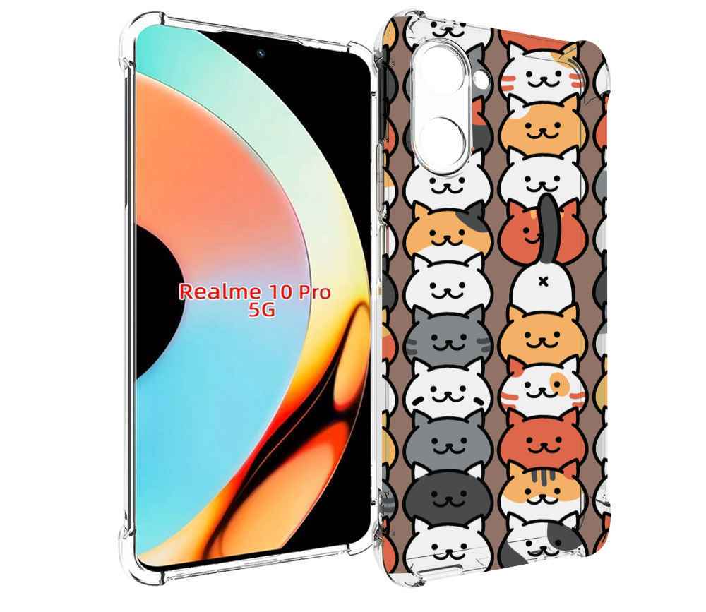 

Чехол бампер MyPads Найди-кота для Realme 10 Pro противоударный, Прозрачный, Tocco