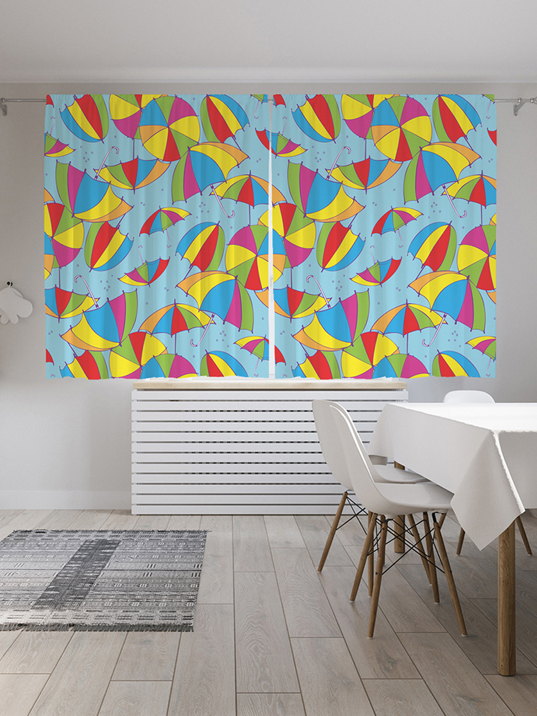 

Шторы с фотопечатью JoyArty "Радуга на зонтах" из сатена, 290х180 см