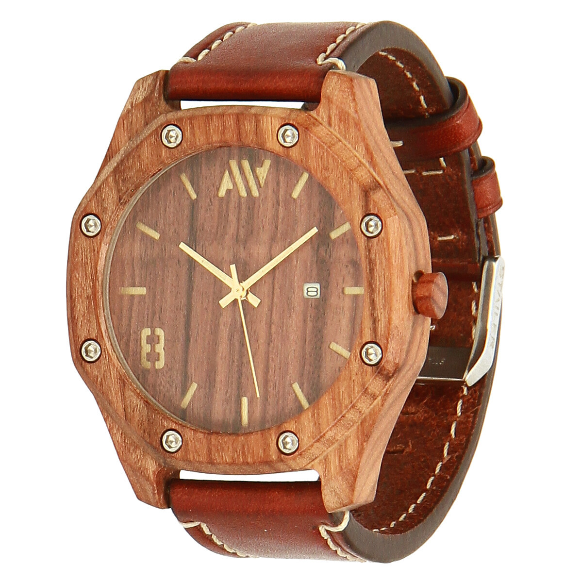 фото Наручные часы мужские aa wooden watches октагон дата (палисандр)