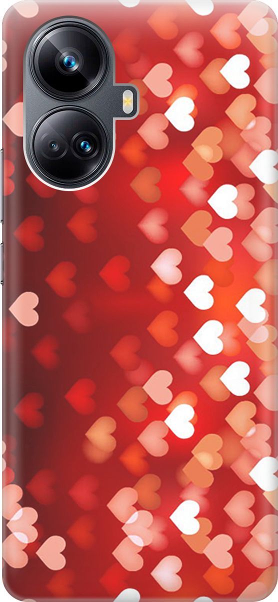 

Чехол на Realme 10 Pro+ "Бокэ из красных сердечек", Красный, 158625