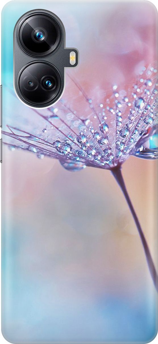 

Чехол на Realme 10 Pro+ "Капелька на одуванчике", Голубой;розовый, 158630