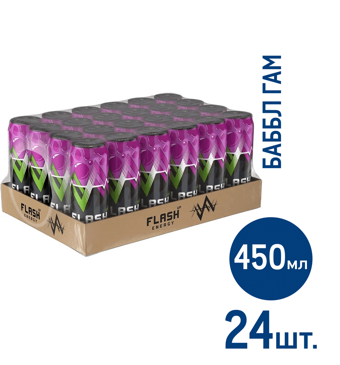 

Энергетический напиток Flash Up Energy Bubble Gum газированный 450 мл х 24 шт
