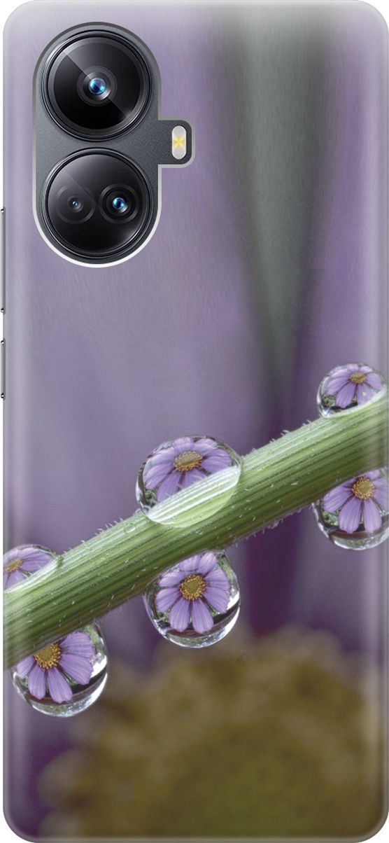 

Чехол на Realme 10 Pro+ "Сиреневые цветы в каплях", Зеленый;фиолетовый, 158633
