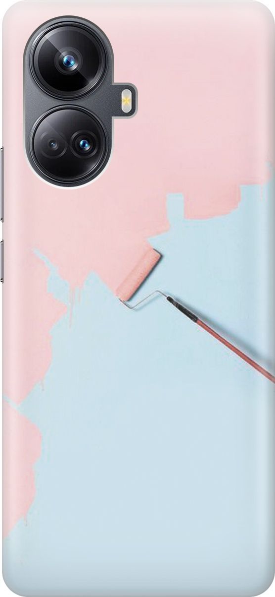 

Чехол на Realme 10 Pro+ "Голубая стена, розовая краска", Голубой;розовый, 158634