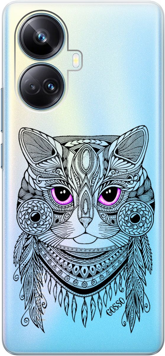 

Чехол на Realme 10 Pro+ "Grand Cat" прозрачный, Прозрачный;фиолетовый, 158639