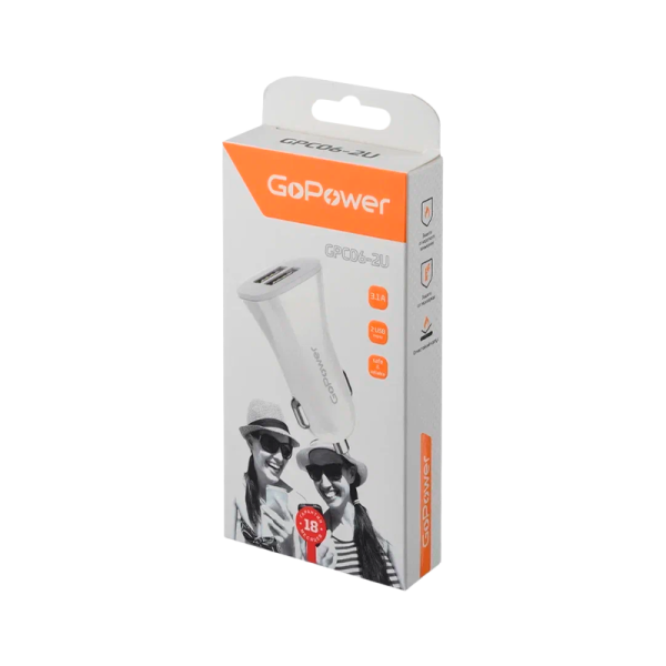

Автомобильное З/У GoPower GPC06-2U 2USB белый GPC06-2U, GPC06-2U