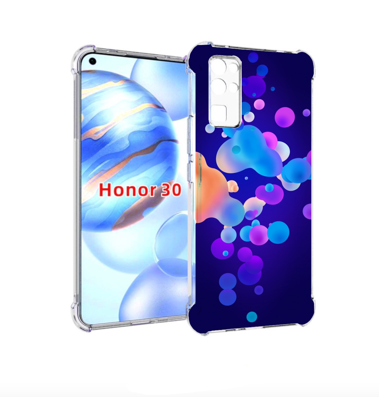 

Чехол бампер MyPads абстрактные-пузырьки для Honor 30 (BMH-AN10), Прозрачный, Tocco