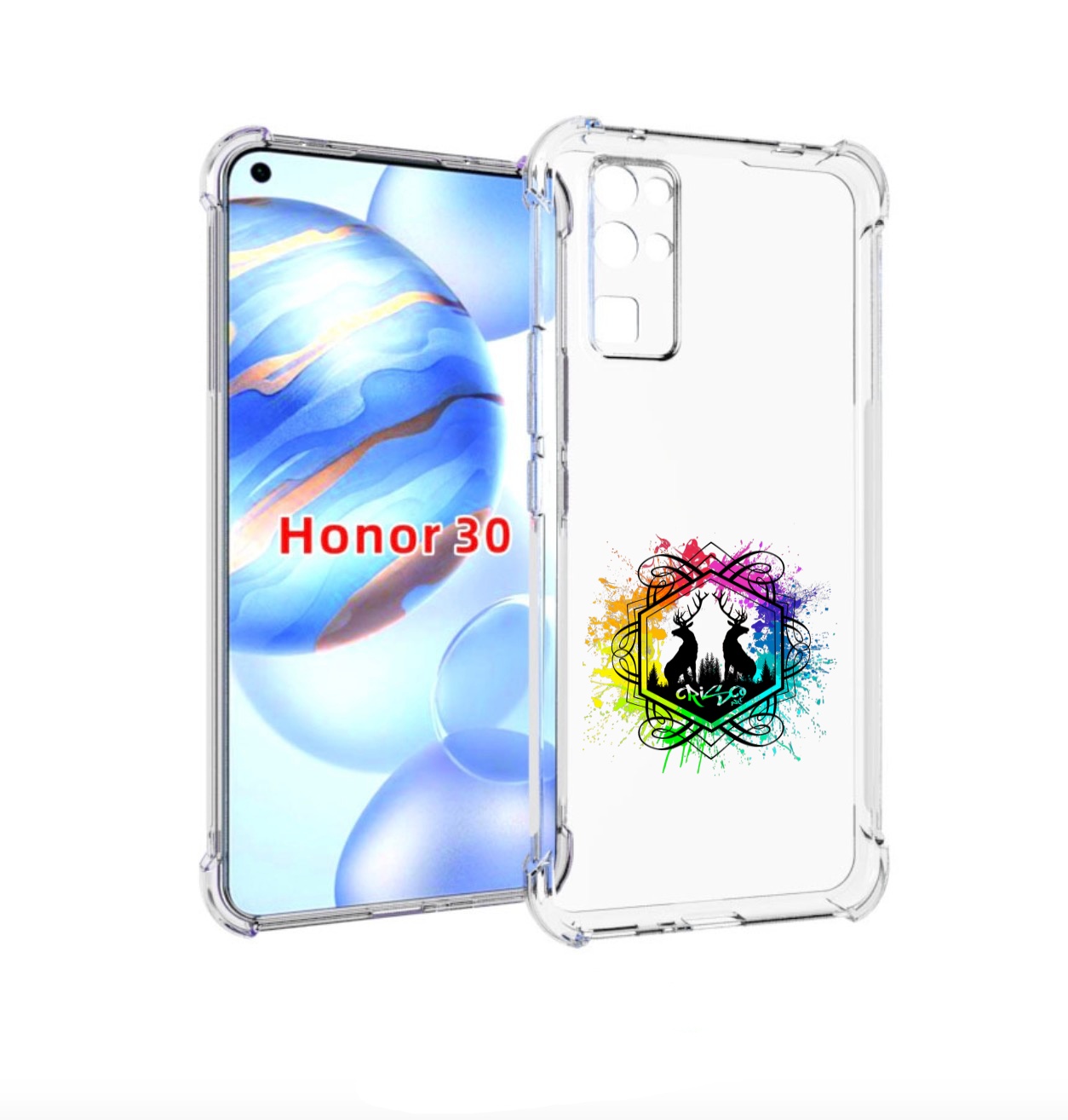 

Чехол бампер MyPads арт-с-оленями для Honor 30 (BMH-AN10) против, Прозрачный, Tocco