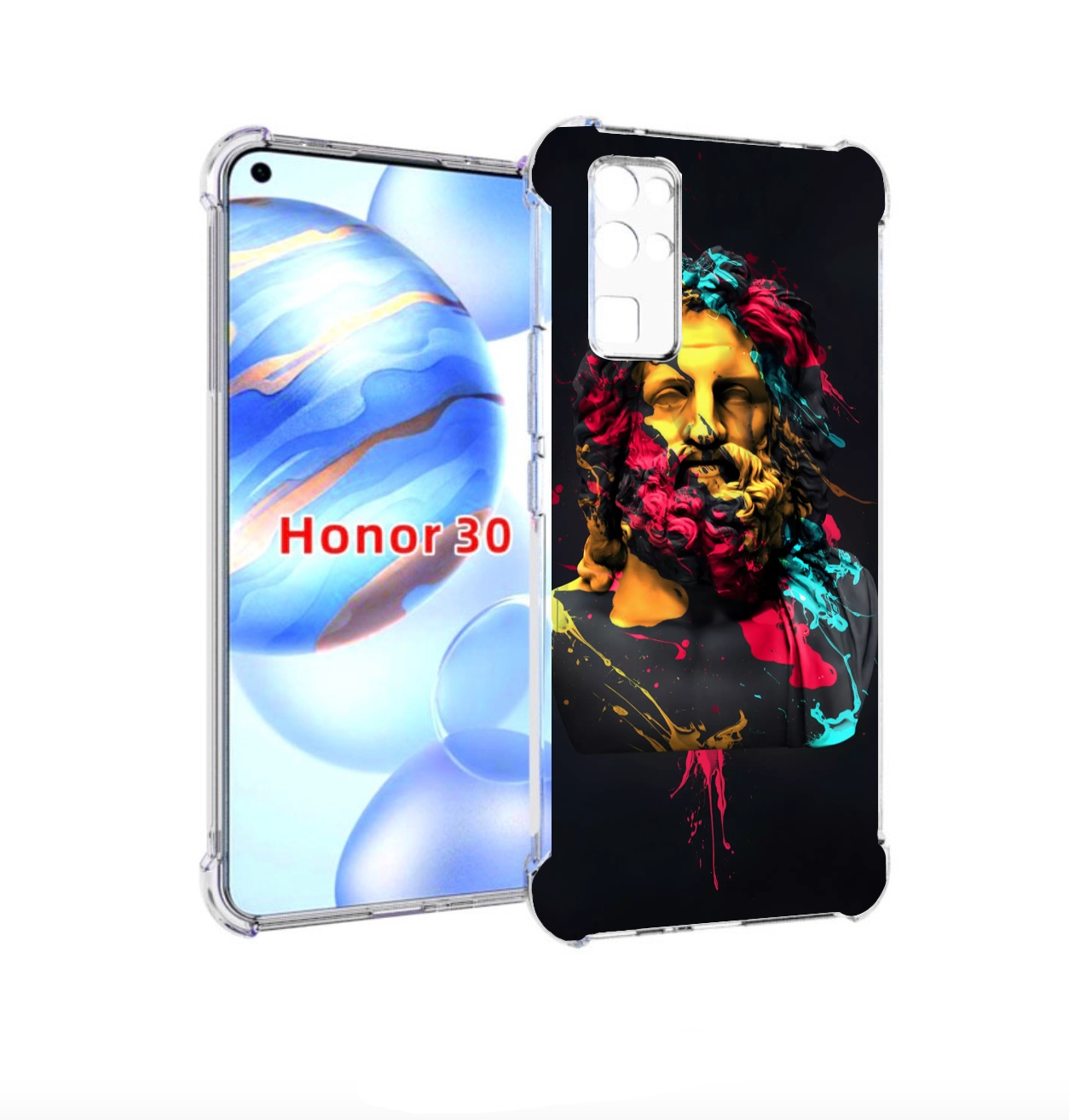 

Чехол бампер MyPads арт-статуя-краски для Honor 30 (BMH-AN10) пр, Прозрачный, Tocco