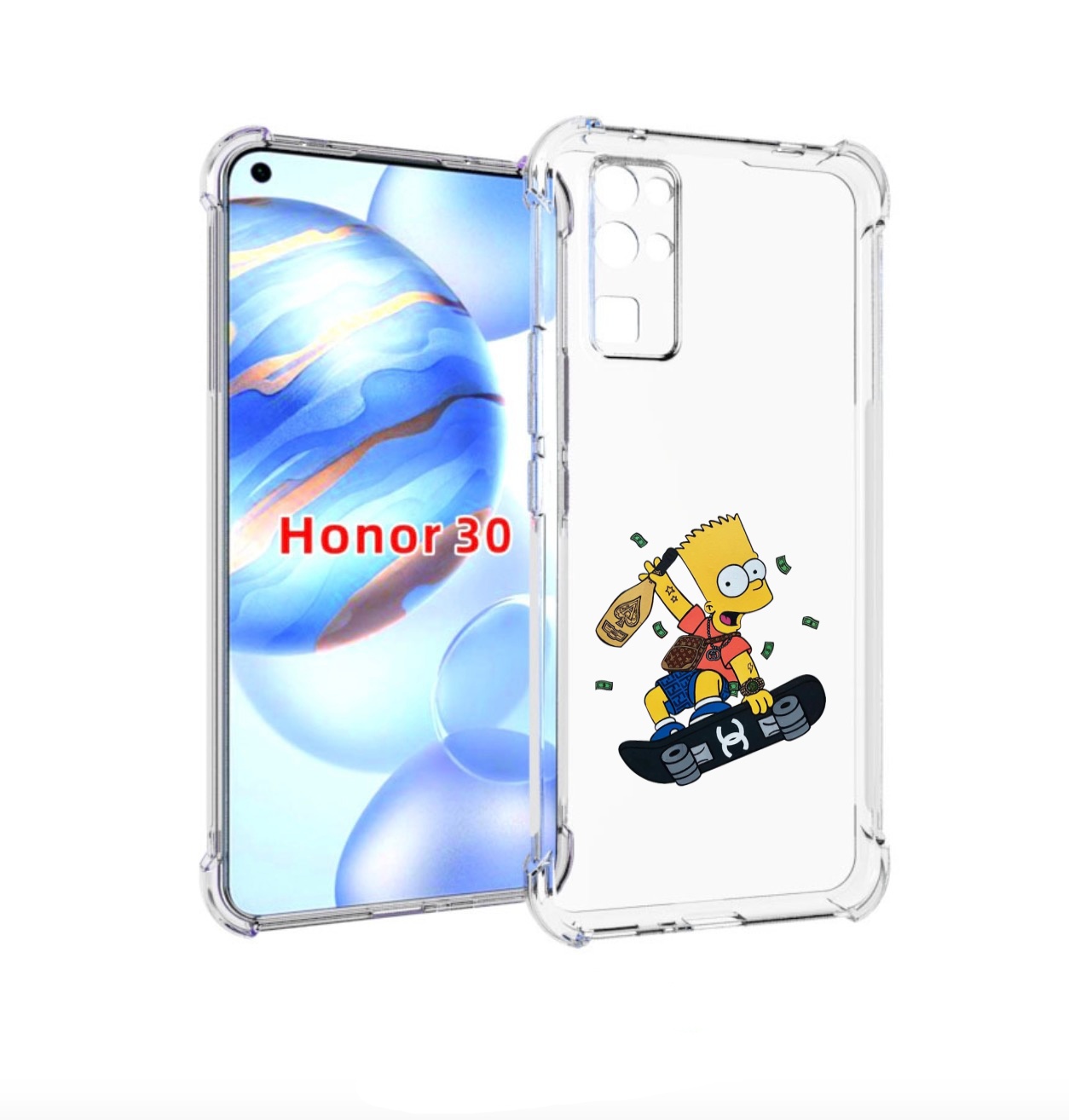 

Чехол бампер MyPads барт-скейтер детский для Honor 30 (BMH-AN10), Прозрачный, Tocco