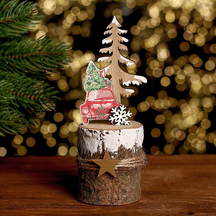 

Новогодняя фигурка Новогоднее авто на пеньке 7633502 7x7x17 см, Разноцветный, Новогоднее авто на пеньке