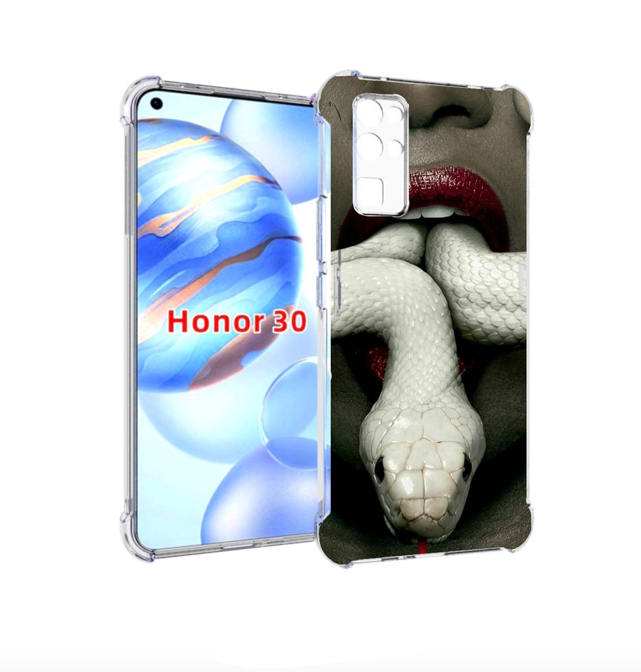 

Чехол бампер MyPads белая-змея для Honor 30 (BMH-AN10) противоуд, Прозрачный, Tocco