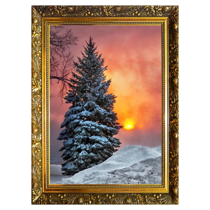 

Алмазная мозаика "Зимний восход" 29,5×20,5 см, 25 цветов