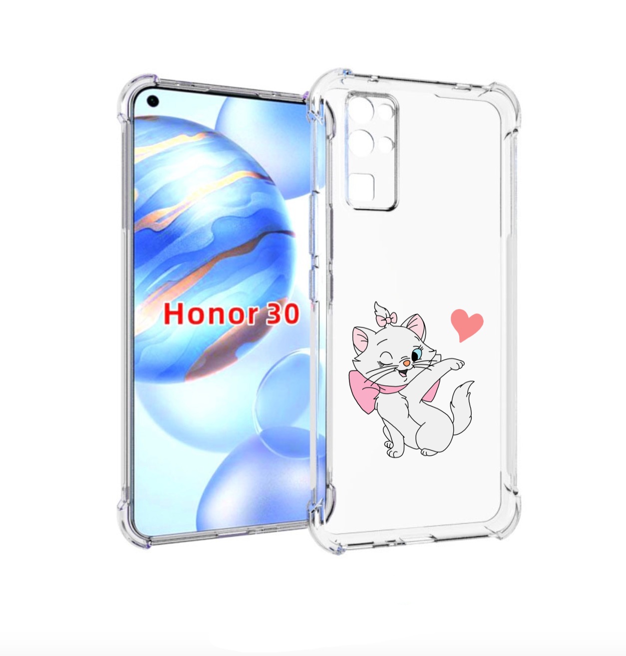 Чехол бампер MyPads белая-кошечка-с-сердечком женский для Honor