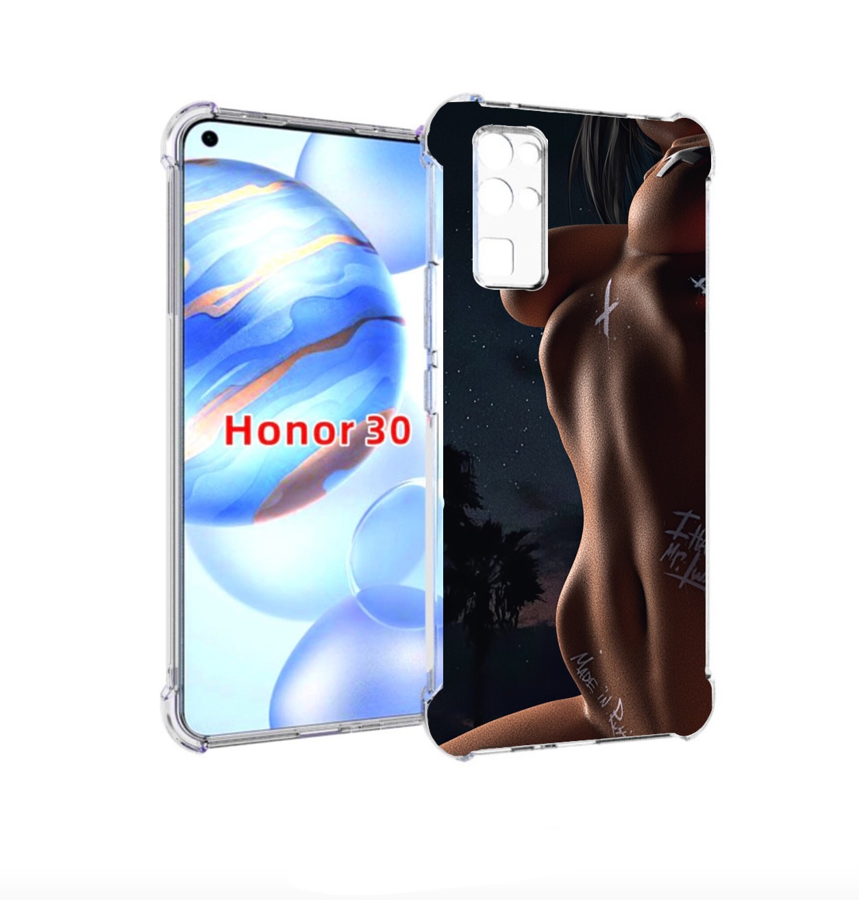 

Чехол бампер MyPads белые-татуировки-на-теле для Honor 30 (BMH-A, Прозрачный, Tocco