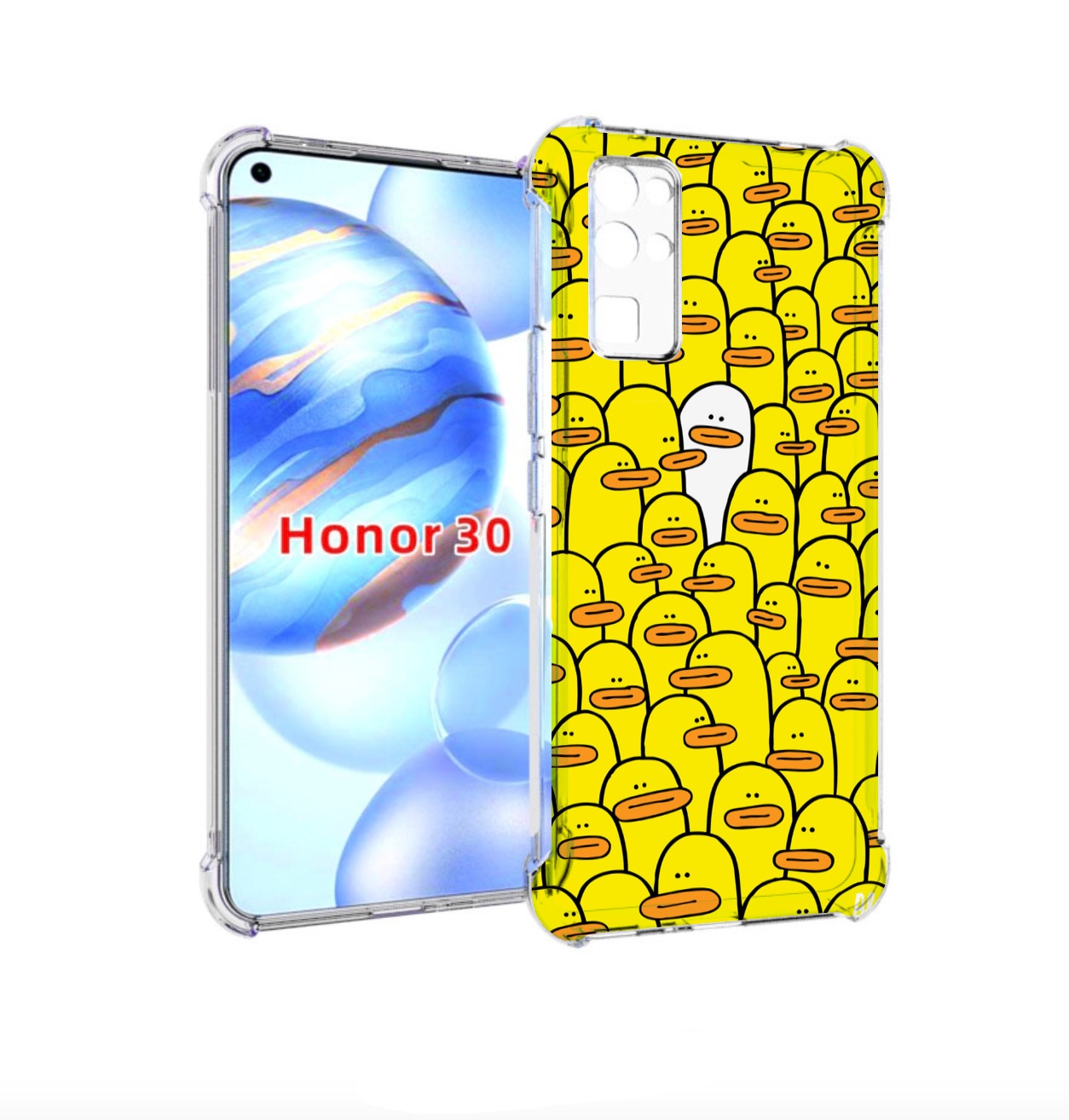 

Чехол бампер MyPads белый среди желтых для Honor 30 (BMH-AN10) п, Прозрачный, Tocco