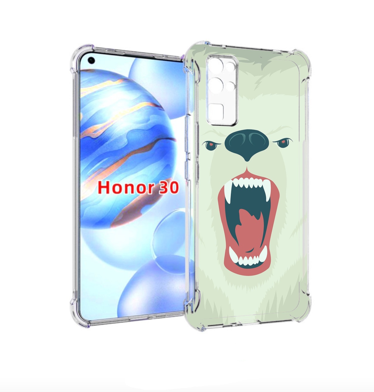 

Чехол бампер MyPads белый-медведь для Honor 30 (BMH-AN10) против, Прозрачный, Tocco