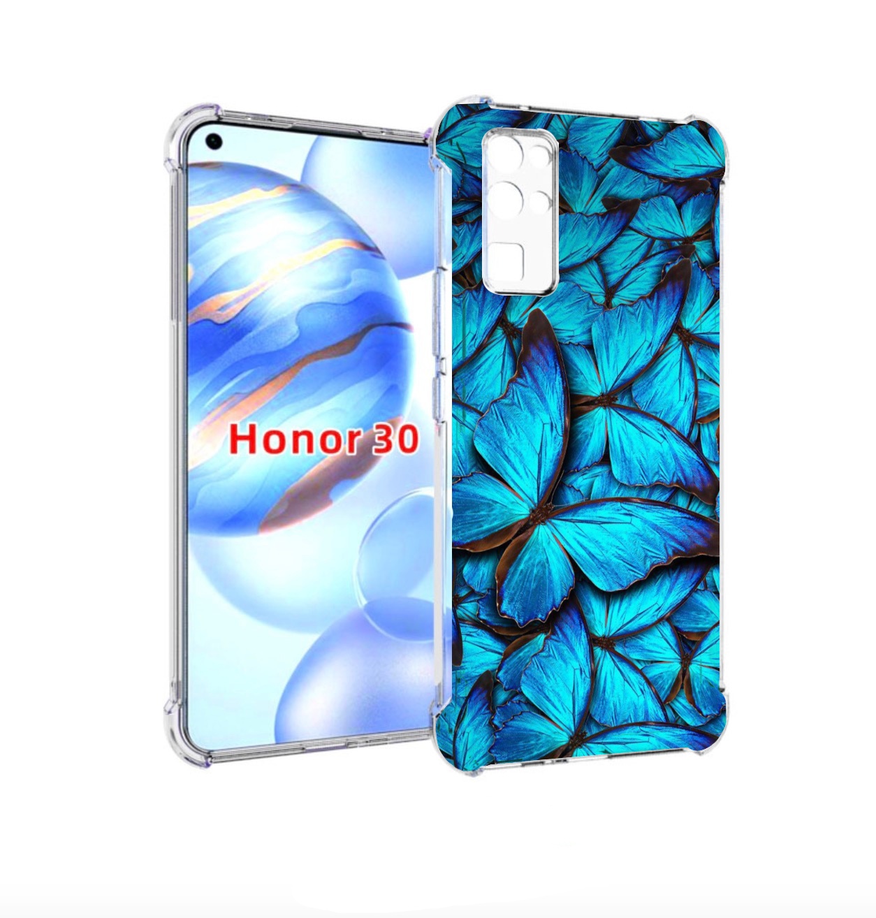 

Чехол бампер MyPads бирюзовые бабочки для Honor 30 (BMH-AN10) пр, Прозрачный, Tocco