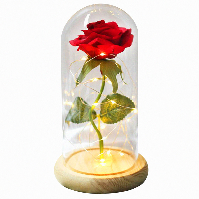 фото Ночник светодиодный красная роза illumetik подсветка в стеклянной колбе