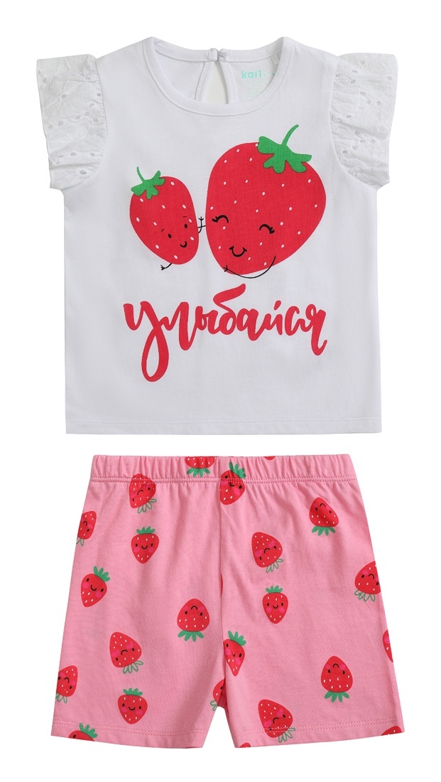 

Костюм повседневный Kari Baby SS24B16001004, белый; розовый, 74, 228882