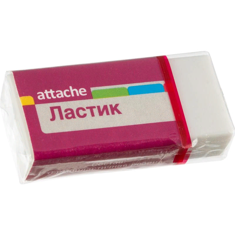 

Ластик Attaсhe каучуковый прямоугольный 40х19х10 мм 1328300, Белый, Attache