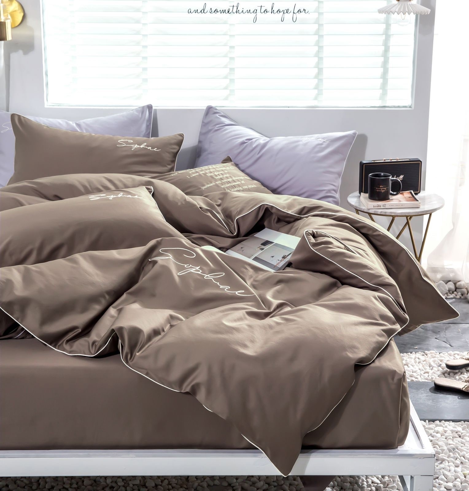 фото Комплект постельного белья winni жатка на резинке кофейное - полутораспальное