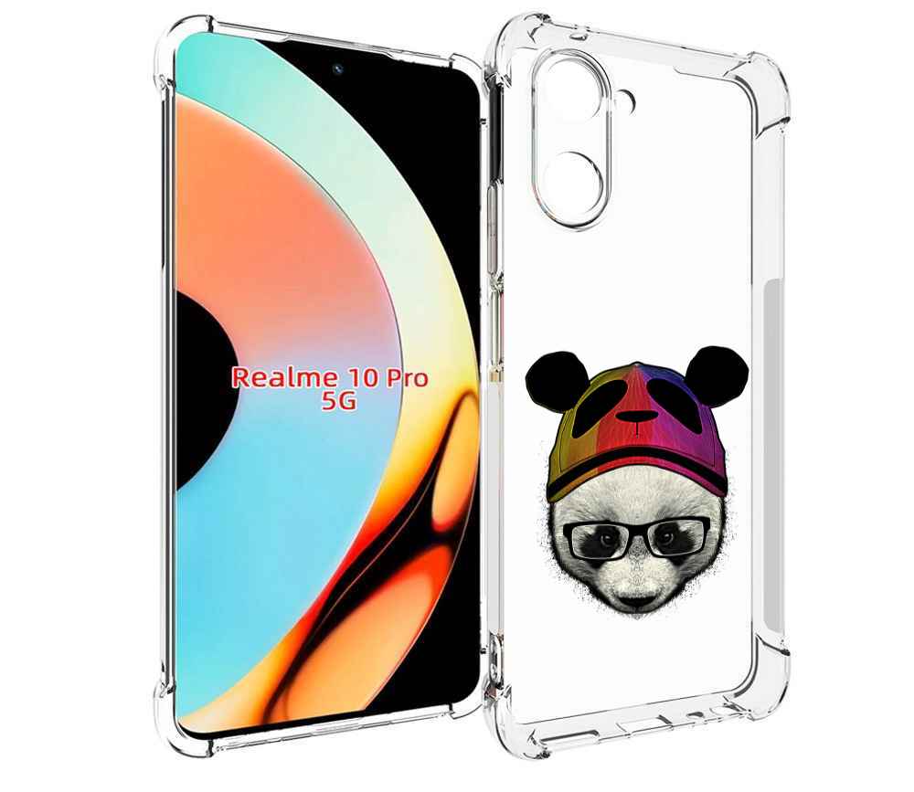 Чехол бампер MyPads Панда в шапке для Realme 10 Pro противоударный