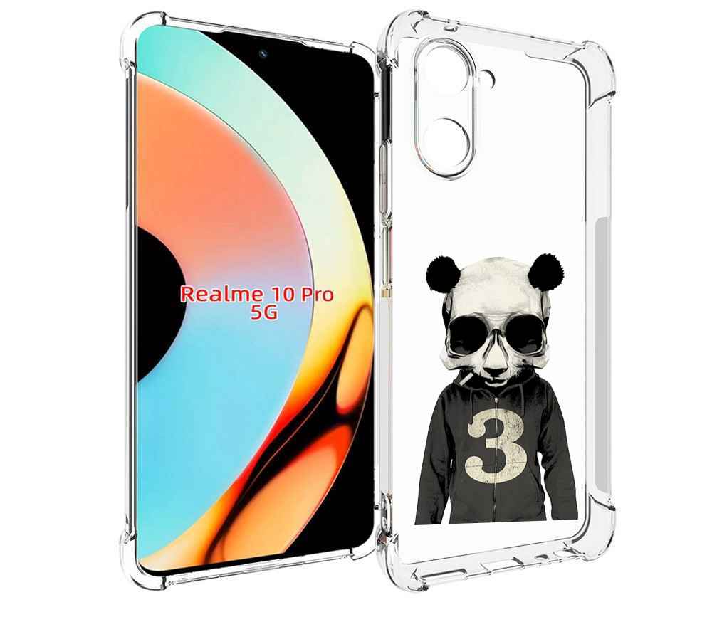 

Чехол бампер MyPads Панда-в-костюме для Realme 10 Pro противоуда..., Прозрачный, Tocco
