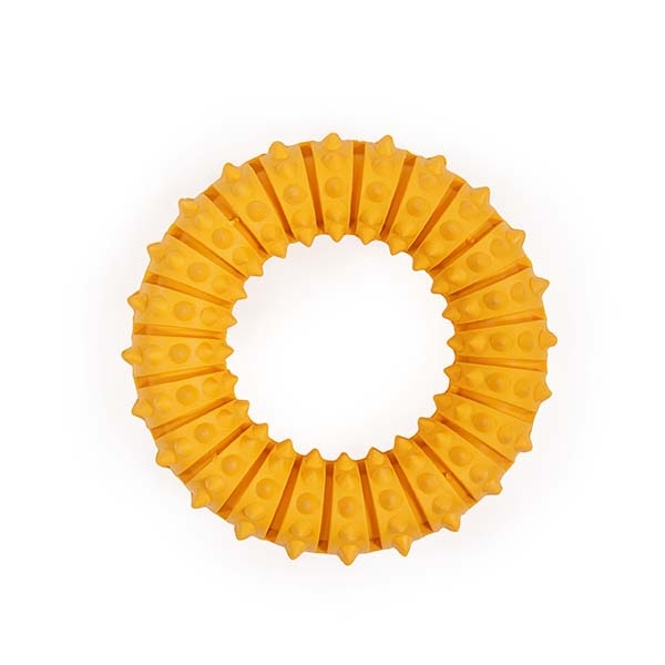 фото Игрушка для собак резиновая rosewood кольцо рифленое, желтая, 12cм