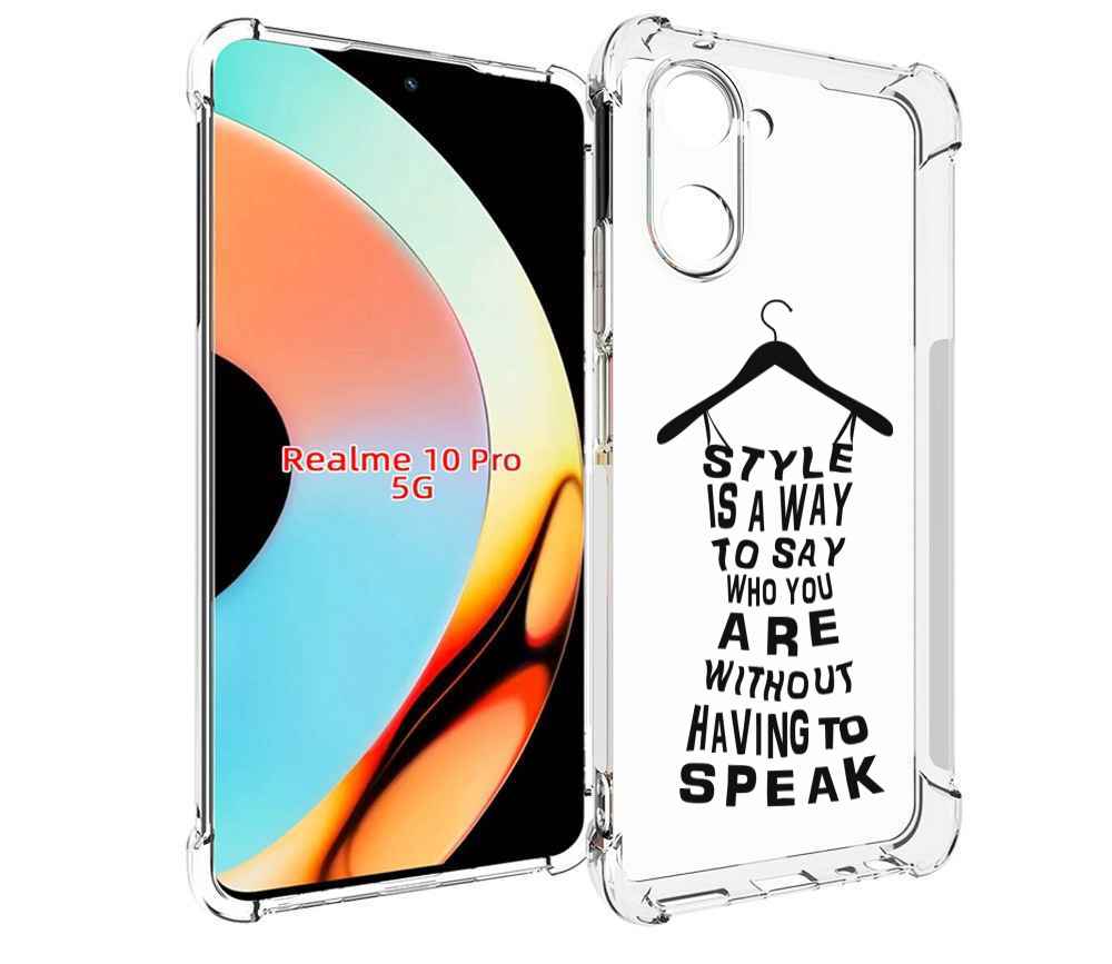 

Чехол бампер MyPads Сарафан-из-слов для Realme 10 Pro противоуда..., Прозрачный, Tocco