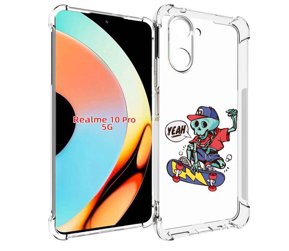 

Чехол бампер MyPads Скелет-на-скейте для Realme 10 Pro противоуд..., Прозрачный, Tocco