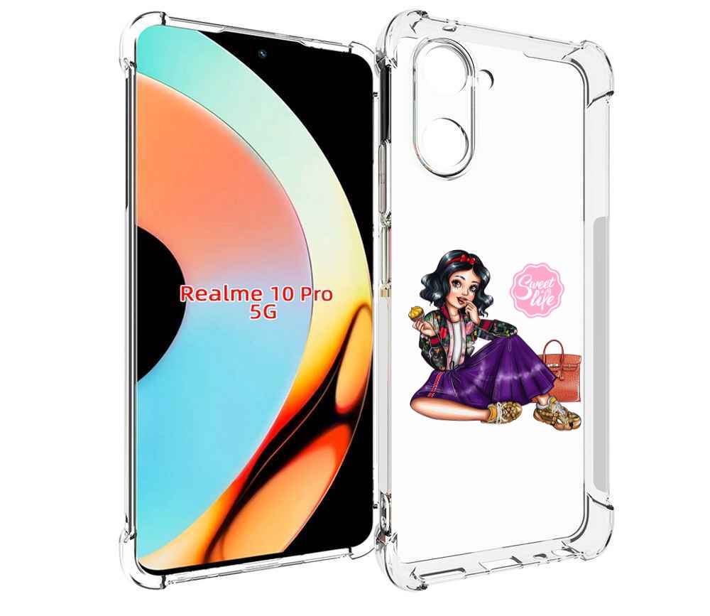 

Чехол бампер MyPads Сладкая-жизнь женский для Realme 10 Pro прот..., Прозрачный, Tocco