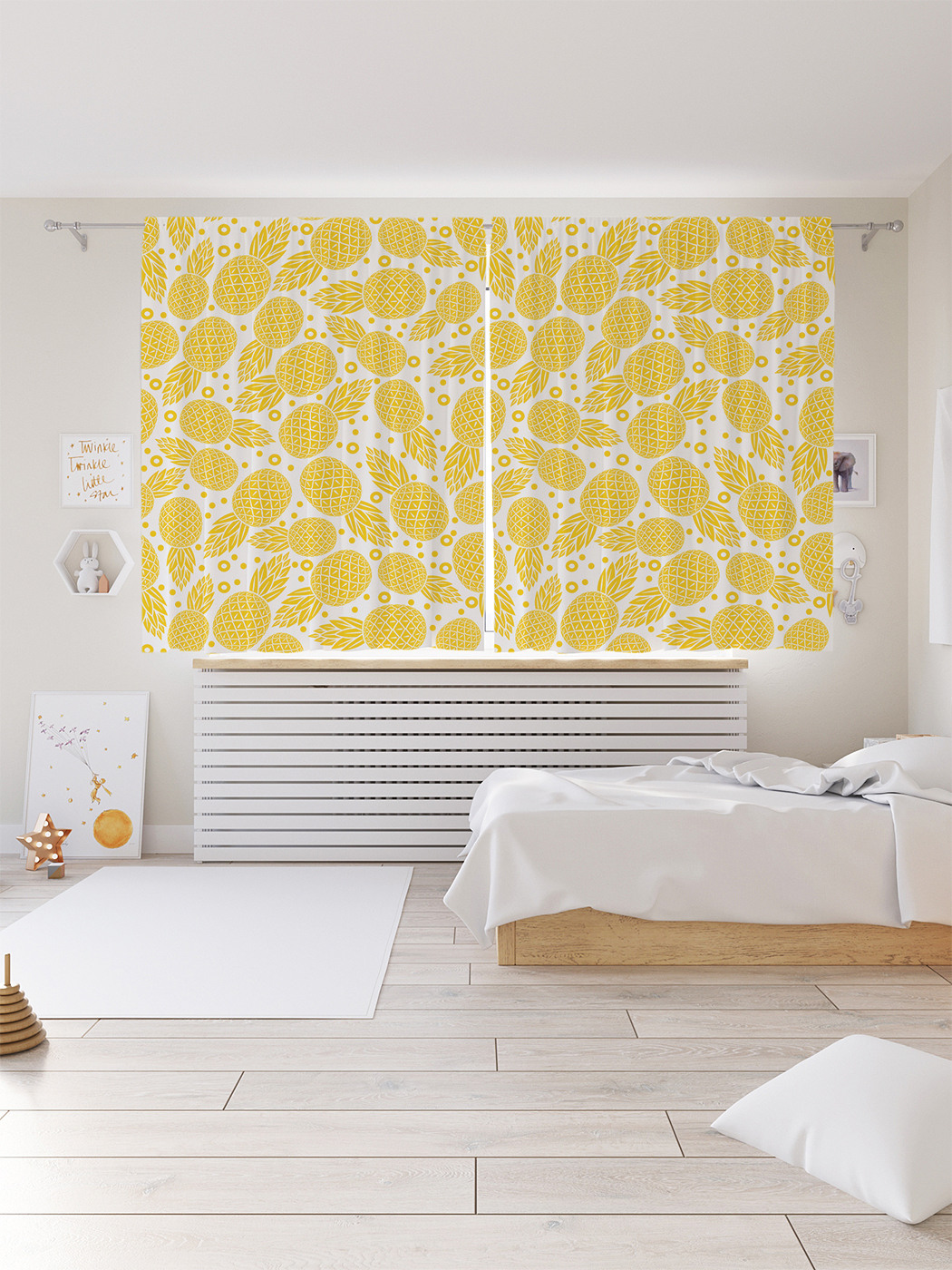 

Шторы с фотопечатью JoyArty "Райские ананасы" из сатена, 290х180 см