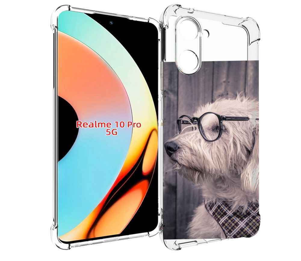 

Чехол бампер MyPads Собака-в-очках для Realme 10 Pro противоударный, Прозрачный, Tocco