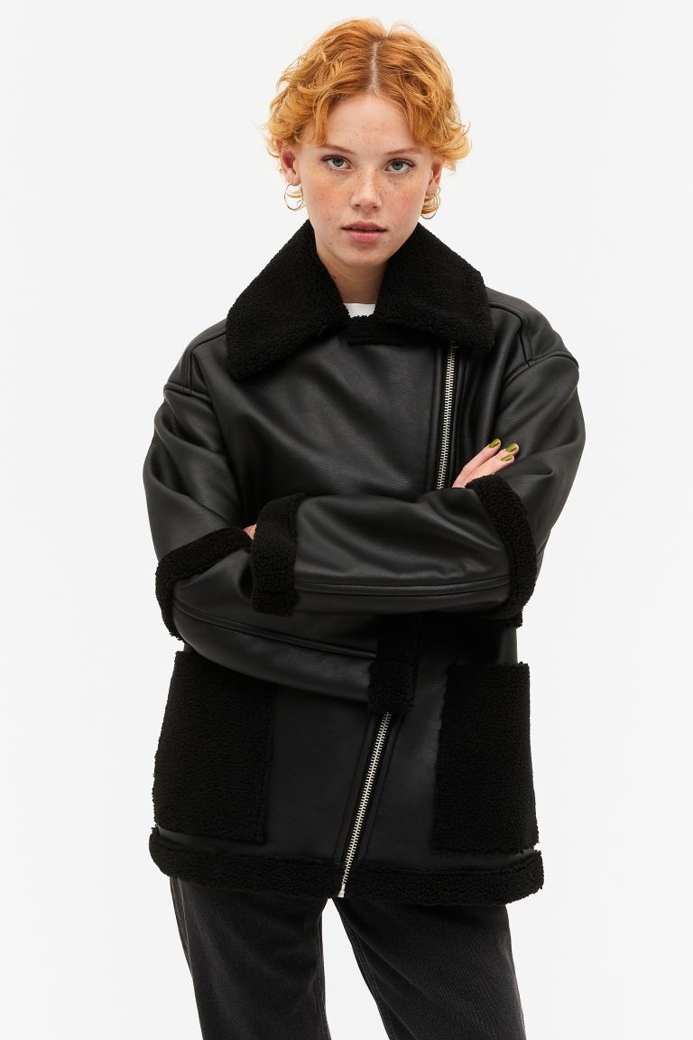 Кожаная куртка женская Monki 1090304001 черная XS (доставка из-за рубежа)