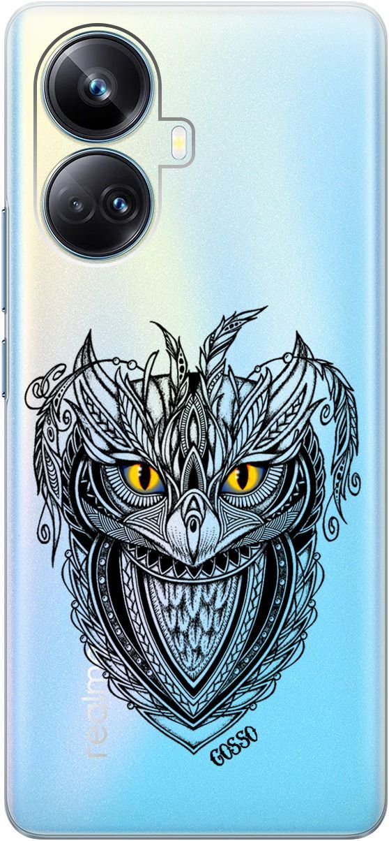 

Чехол на Realme 10 Pro+ "Grand Owl" прозрачный, Прозрачный;желтый, 158639