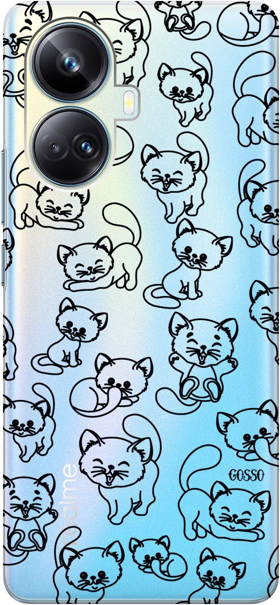 

Чехол на Realme 10 Pro+ "Cute Kitties" прозрачный, Прозрачный;черный, 158639