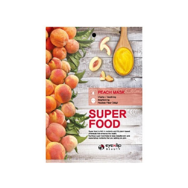 фото Набор, eyenlip, тканевая маска super food, с экстрактом персика, 23 мл, 4 шт.