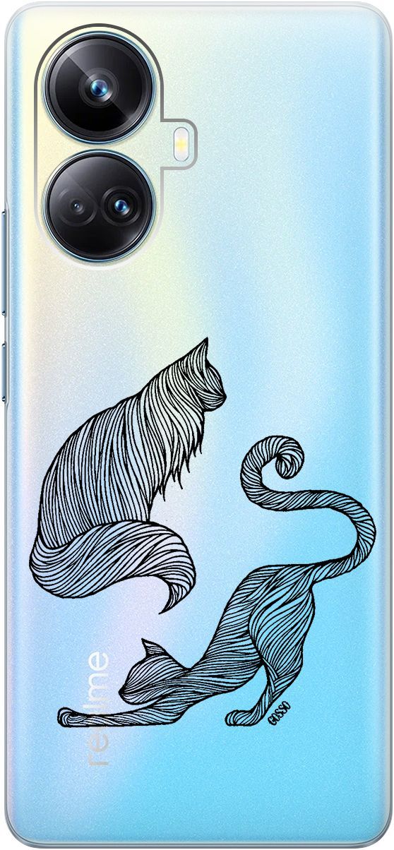 

Чехол на Realme 10 Pro+ "Lazy Cats" прозрачный, Прозрачный;серый, 158639