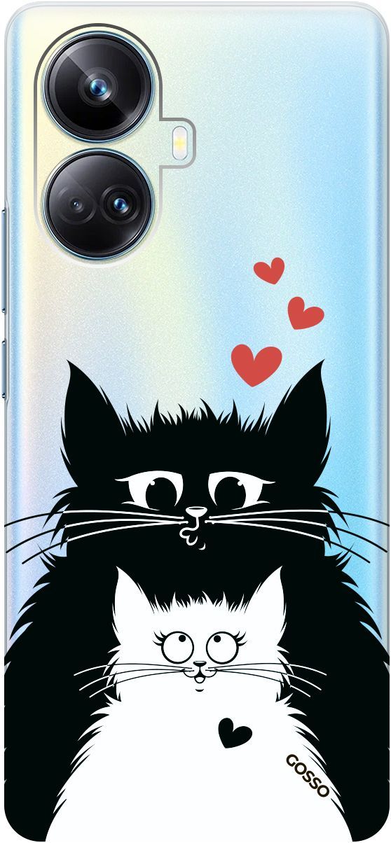 

Чехол на Realme 10 Pro+ "Cats in Love" прозрачный, Прозрачный;белый, 158639