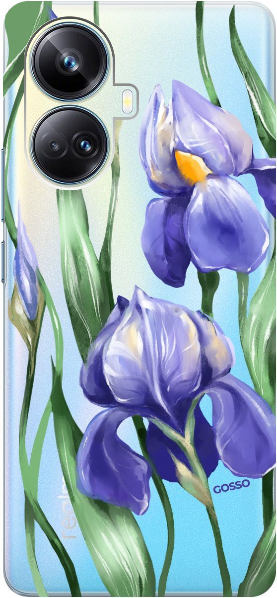 

Чехол на Realme 10 Pro+ "Amazing Irises" прозрачный, Прозрачный;белый, 158639