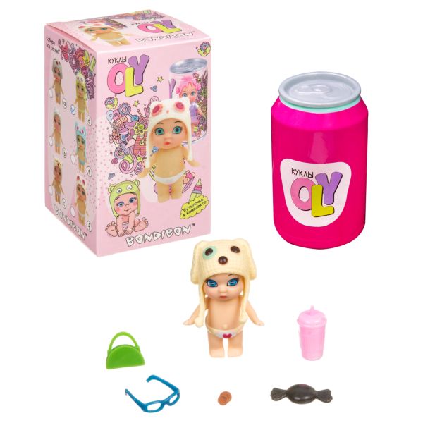 

Куколка Bondibon OLY в шапочке ушанке с животным и аксессуарами, 6,3х11х6, в ассортименте